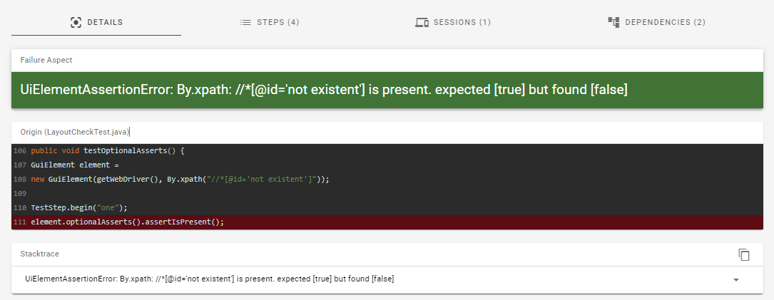 Optional Assert Details