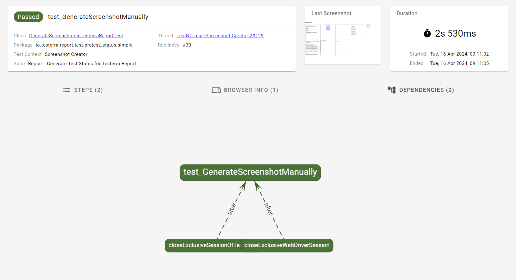 Dependencies tab pane