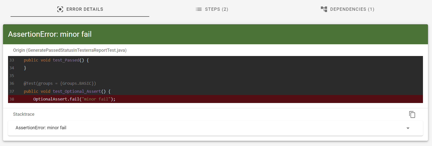 Optional Assert Details