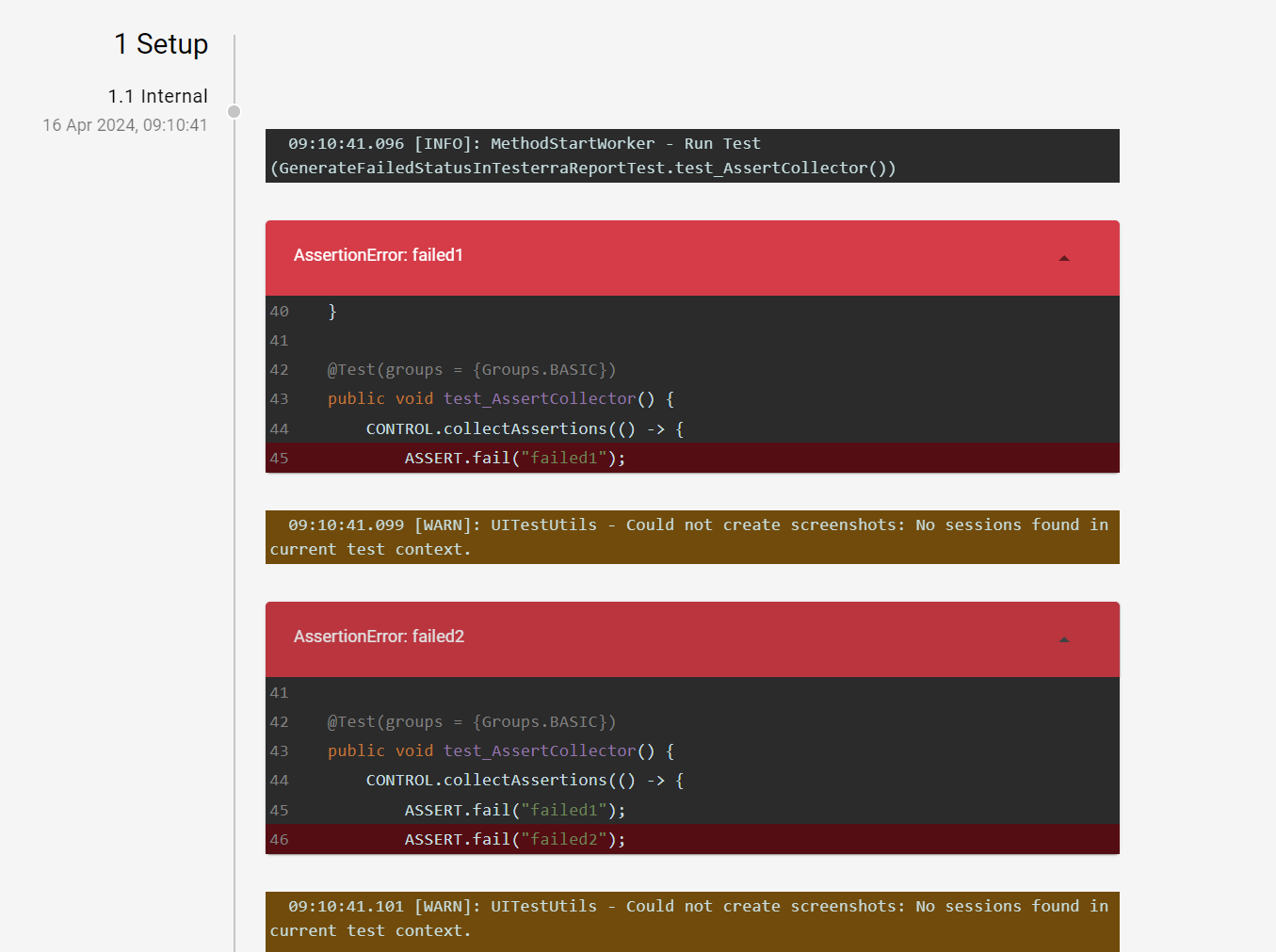 Assert Collector Steps